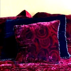 Victoria’s Secret Red Rose Velvet & Black Velvet Pillows
